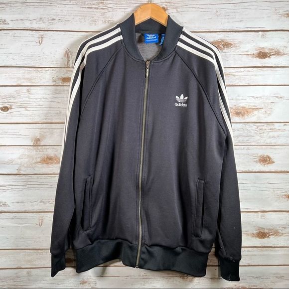 adidas Other - Adidas Black & White 3 Stripe Track Zip up Sweater Size XL
